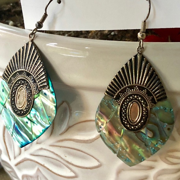Paua Shell Drop Earrings - Picture 5 of 5